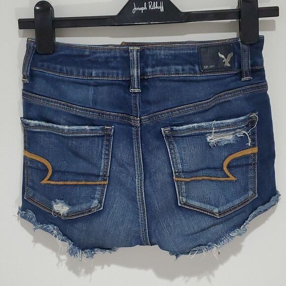 American Eagle super stretch size 0 high rise dark wash jean shorts - Picture 3 of 8